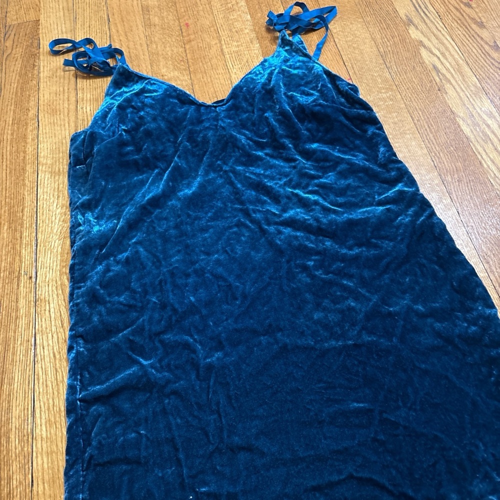 Gypsy Navy Blue Velvet Mini Slip Dress - Picture 2 of 4